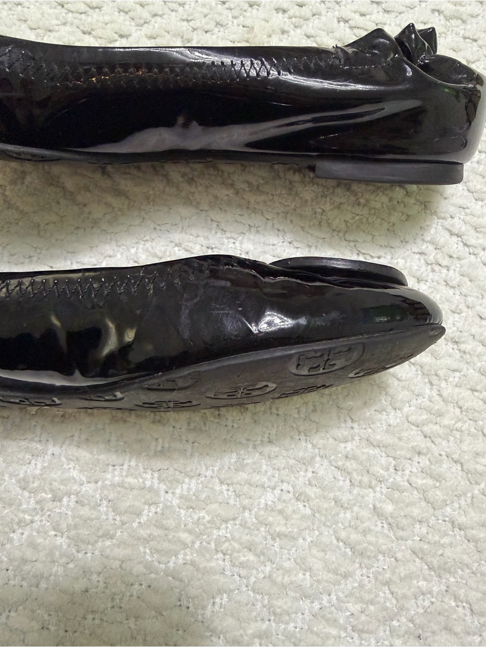 Tory Burch Reva Ballerina Patent Leather Flats Black Shoes Women’s Size 6.5 - Picture 8 of 10